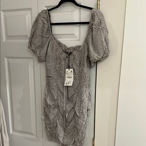 Zara Black and tan Polka Dot Dress